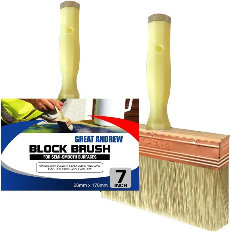 Greatandrew Great Andrew 7 Inch Deck Stain Brush, Deck Paint Brush, Wide Large Brush for Staining Wood Wall Fence, Lime Wash Paint Brush Applicator for Smooth Rough Textured Surfaces, Home Repair Painters Tools - Image 2